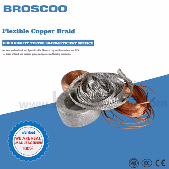 Connecteur en cuivre de fil de tresse flexible de ligne électrique d'usine OEM